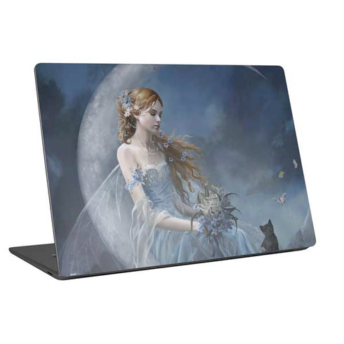 Fairy with Black Cat Sitting on Moon by Nene Thomas Laptop Skins